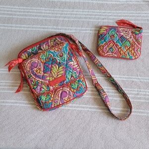 Vera Bradley Colorful Crossbody Bag and Coin Purse Set